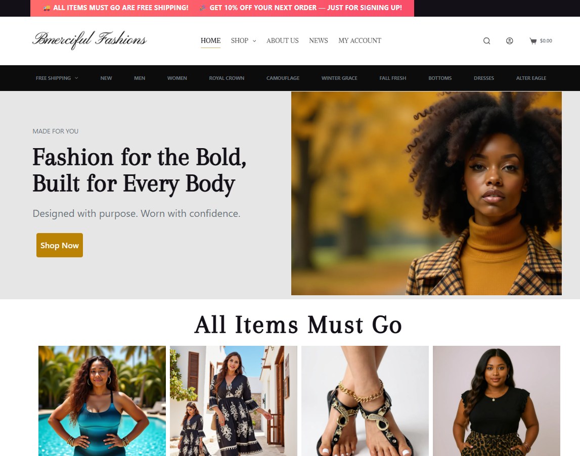 BMerciful Fashions Website Preview